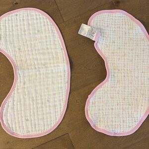 Aden + Anais kidney burp rags or bibs with snap. Pink star and stripes